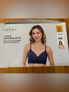 Women's Beige and Navy Lace Bralette